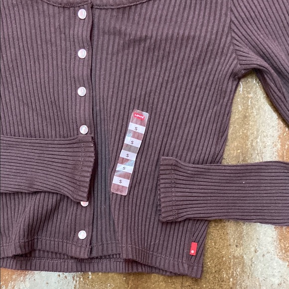 Women's Brown Long Sleeve Ribbed Top - Picture 3 of 9